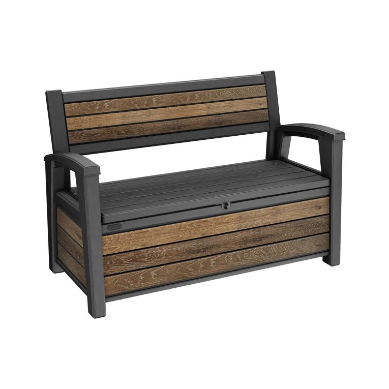 Cassapanca da giardino con schienale 132x61x89h cm noce - Estevan