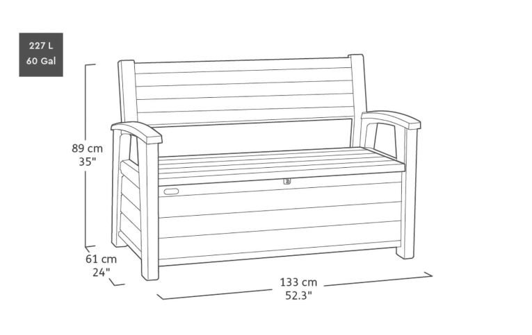 Cassapanca da giardino con schienale 132x61x89h cm noce - Estevan