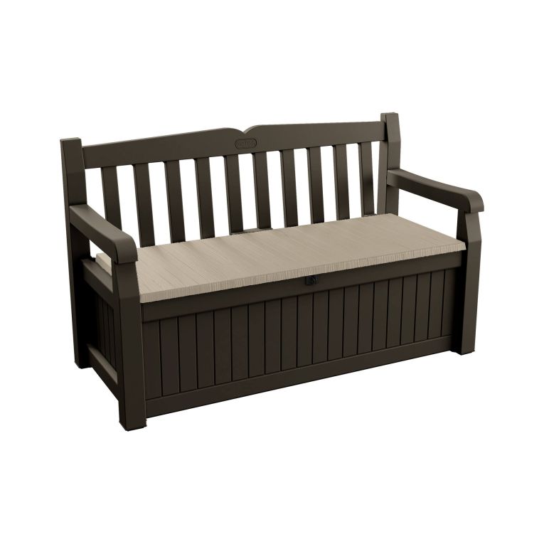 Cassapanca da giardino con schienale 140x60x84h cm marrone e beige - Chestermere