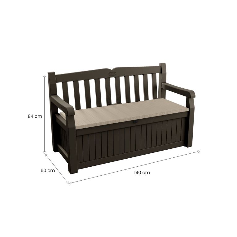 Cassapanca da giardino con schienale 140x60x84h cm marrone e beige - Chestermere