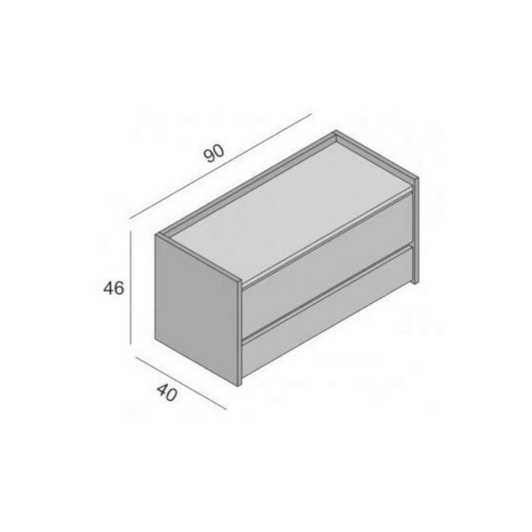Cassapanca Lantana, Mobile da ingresso moderno con scarpiera, Cassapanca baule con due contenitori, 100% Made in Italy, 90x40h46 cm, Bianco e Cemento