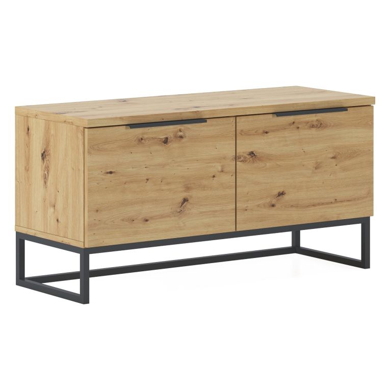 Cassapanca Marrone Rovere Nodi Colore Ripiano Marrone Materiale Struttura in Metallo 98x37x50h cm - Sciara