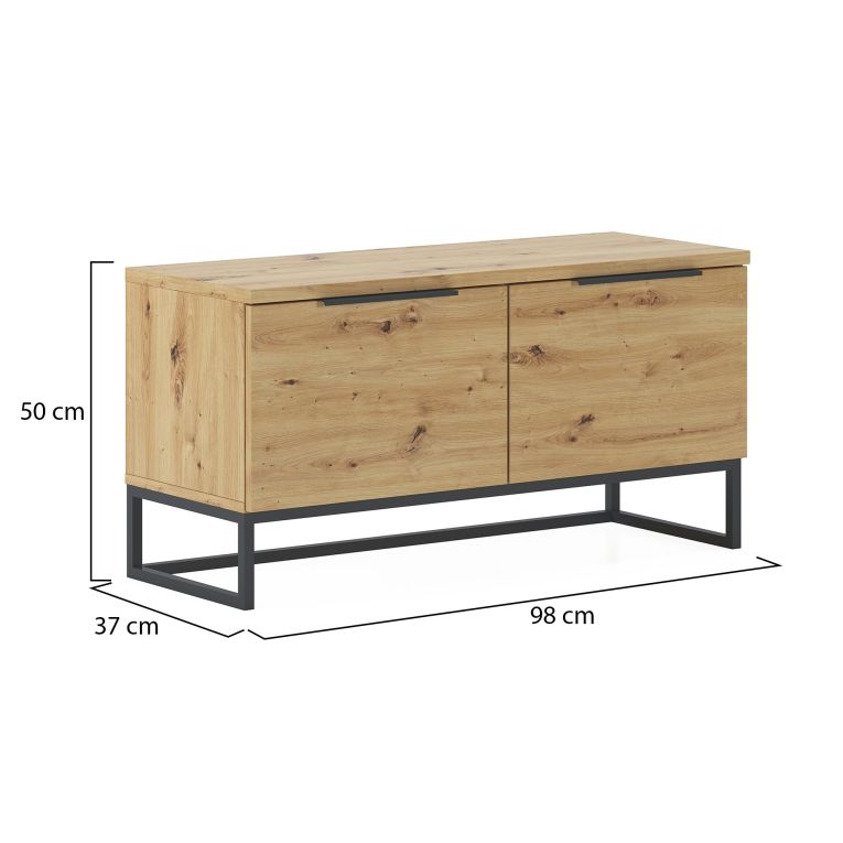 Cassapanca Marrone Rovere Nodi Colore Ripiano Marrone Materiale Struttura in Metallo 98x37x50h cm - Sciara