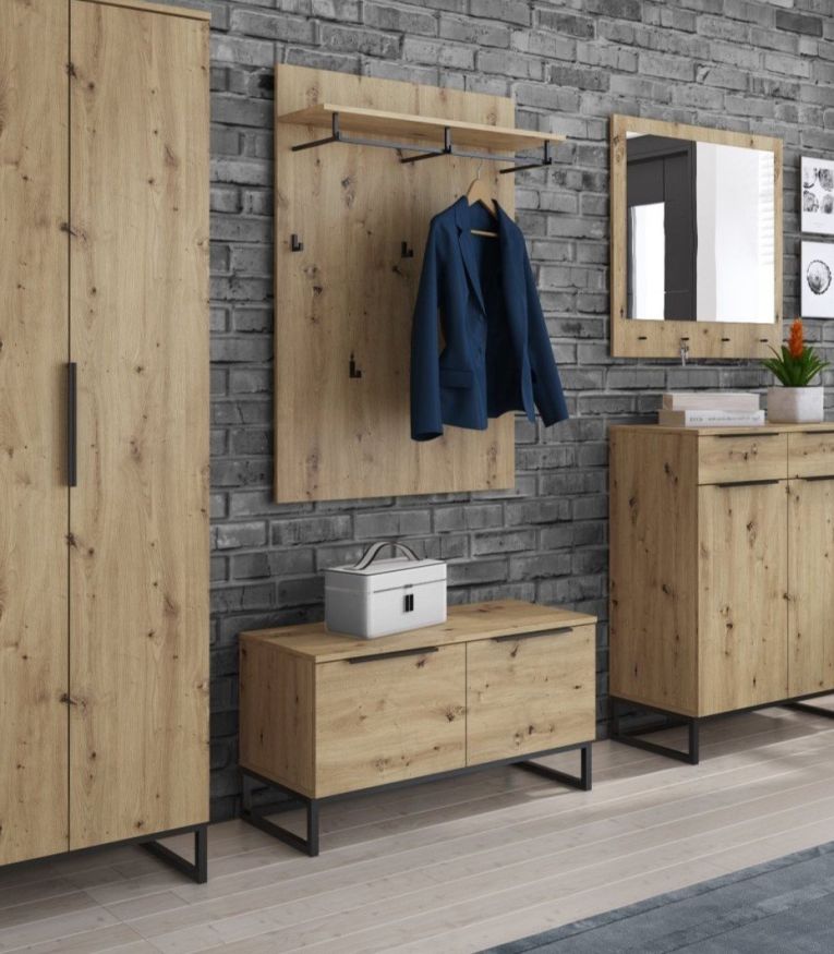 Cassapanca Marrone Rovere Nodi Colore Ripiano Marrone Materiale Struttura in Metallo 98x37x50h cm - Sciara