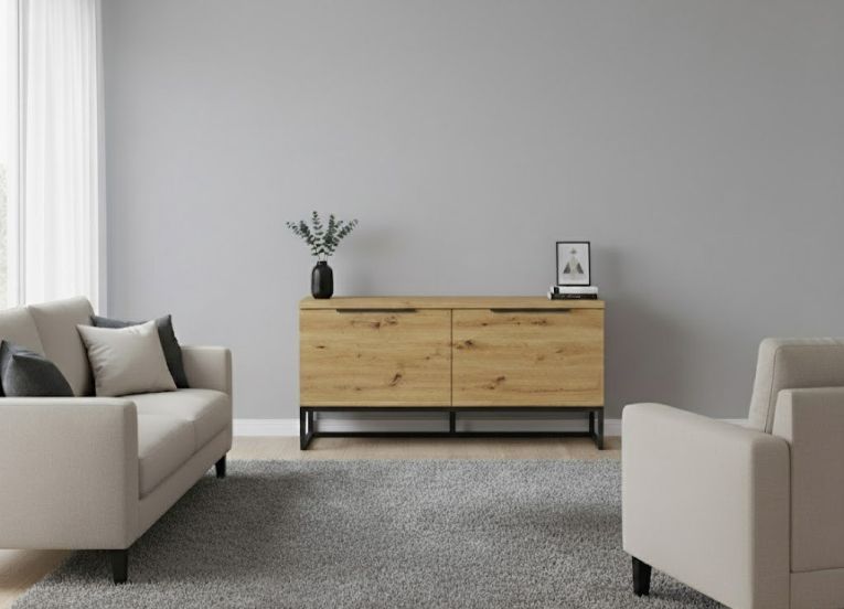 Cassapanca Marrone Rovere Nodi Colore Ripiano Marrone Materiale Struttura in Metallo 98x37x50h cm - Sciara