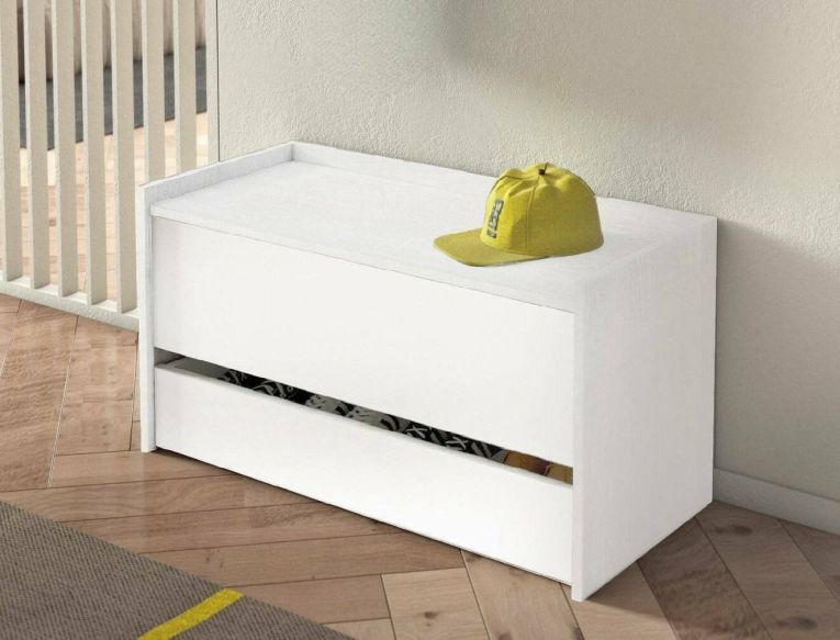 Cassapanca moderna porta scapre in legno 90x40x46h cm bianca - Sogno