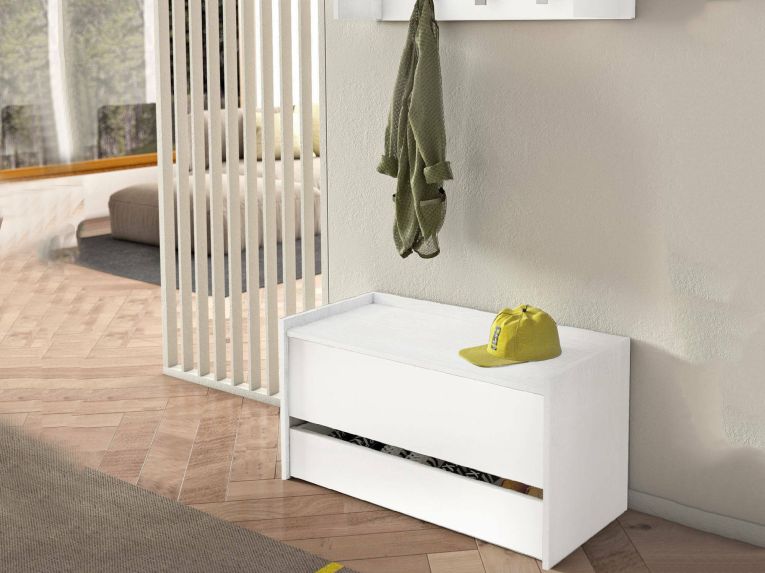 Cassapanca moderna porta scapre in legno 90x40x46h cm bianca - Sogno