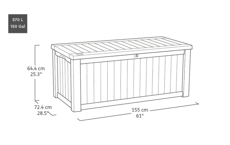 Cassapanca outdoor 151x72x70h cm effetto legno - Brantford