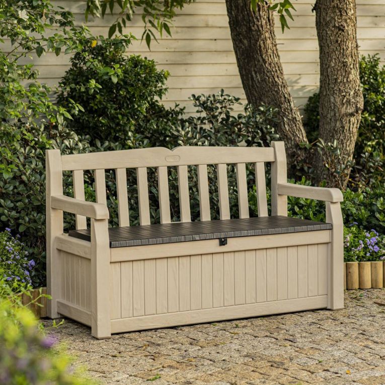 Cassapanca outdoor Chestermere, 140x60 h84 cm, Beige e Marrone