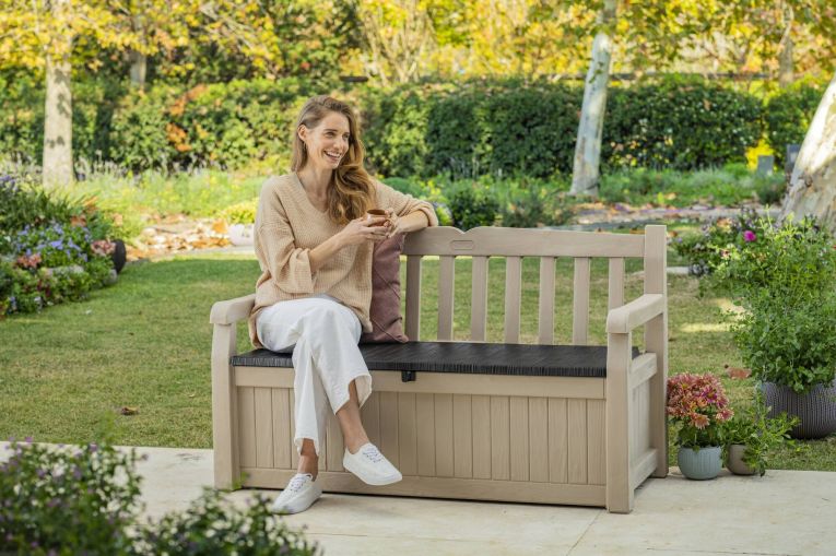 Cassapanca outdoor Chestermere, 140x60 h84 cm, Beige e Marrone