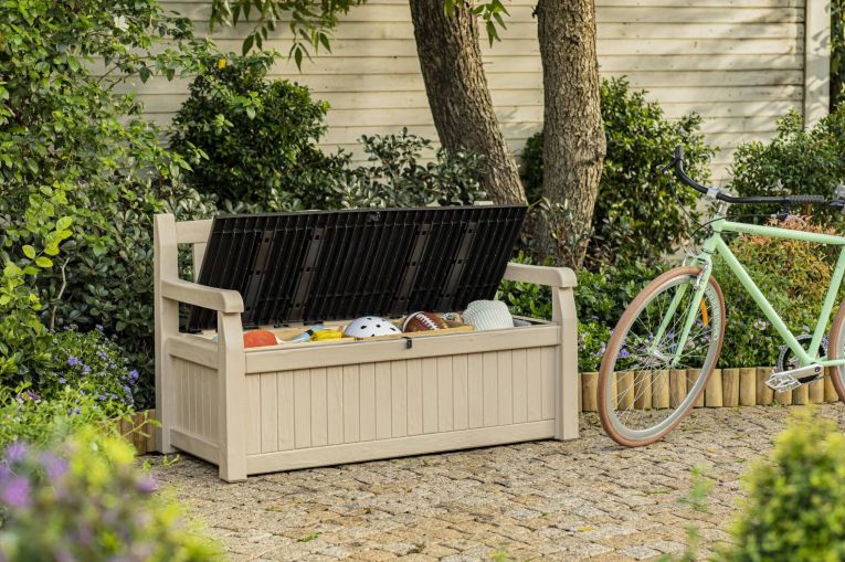 Cassapanca outdoor Chestermere, 140x60 h84 cm, Beige e Marrone