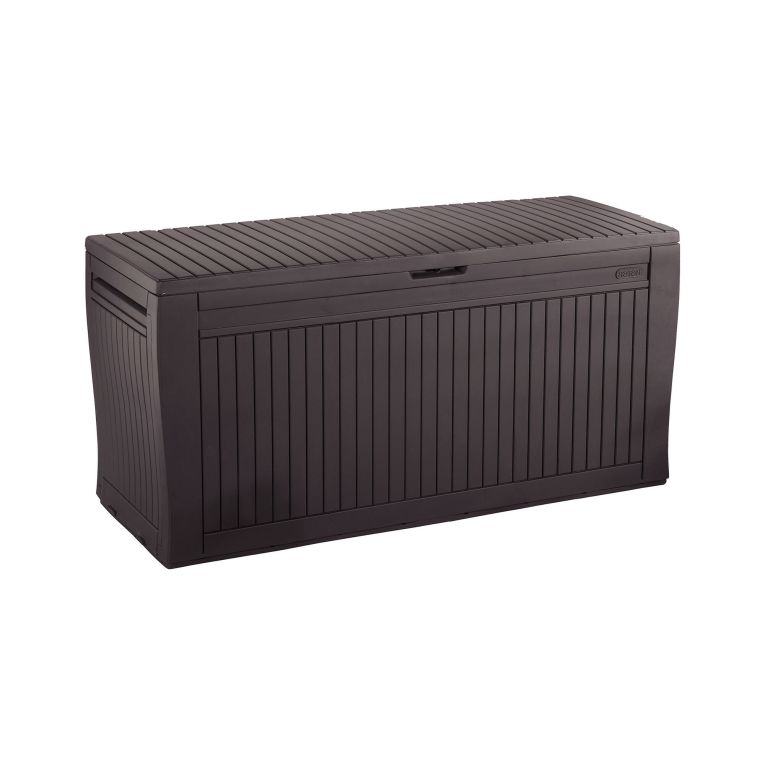 Cassapanca outdoor Cotronei, Baule da giardino, Contenitore da esterno, Panchina contenitore da esterno, 117x45 h57 cm, Marrone