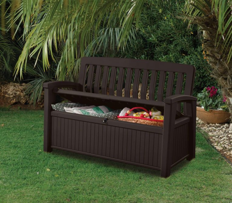 Cassapanca outdoor Emarese, Baule da giardino, Contenitore da esterno, Panchina contenitore da esterno, 133x61 h89 cm, Antracite