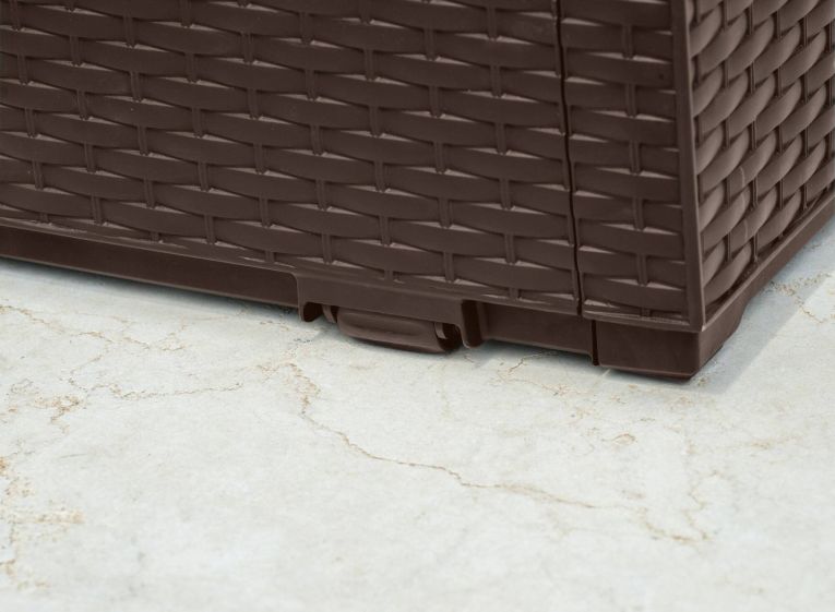 Cassapanca outdoor Losana, Baule da giardino, Contenitore da esterno, Panchina contenitore da esterno, 123x54 h57 cm, Marrone