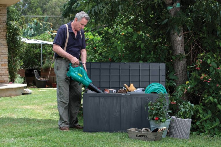 Cassapanca outdoor Pescate, Baule da giardino, Contenitore da esterno, Panchina contenitore da esterno, 117x45 h58 cm, Marrone