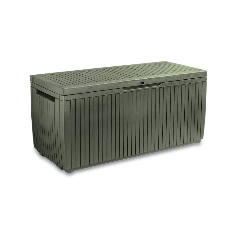 Cassapanca outdoor Tammaro, Baule da giardino, Contenitore da esterno, Panchina contenitore da esterno, 123x54 h57 cm, Verde