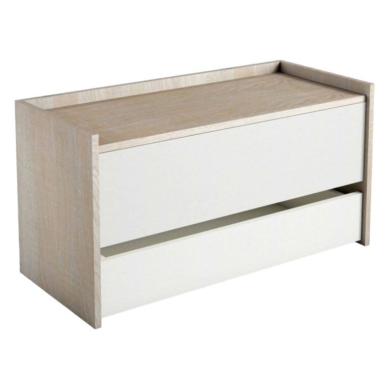 Cassapanca salvaspazio in legno 90x40x46h cm bianca e rovere - Sogno