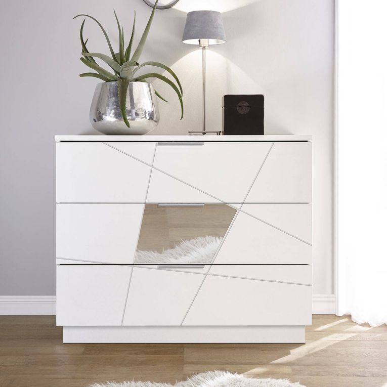 Cassettiera 3 cassetti bianca 104x85h cm - Nilam