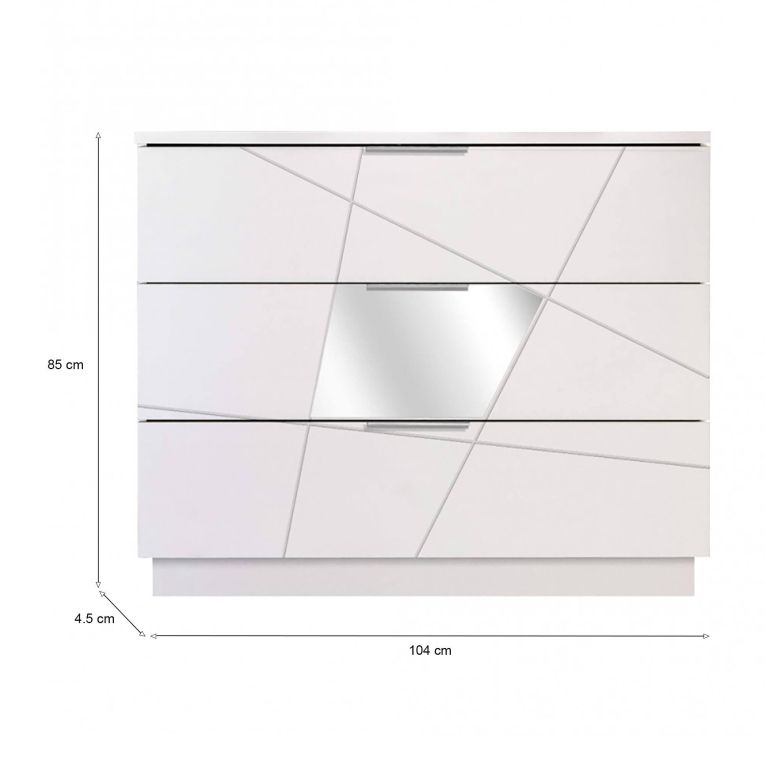 Cassettiera 3 cassetti bianca 104x85h cm - Nilam