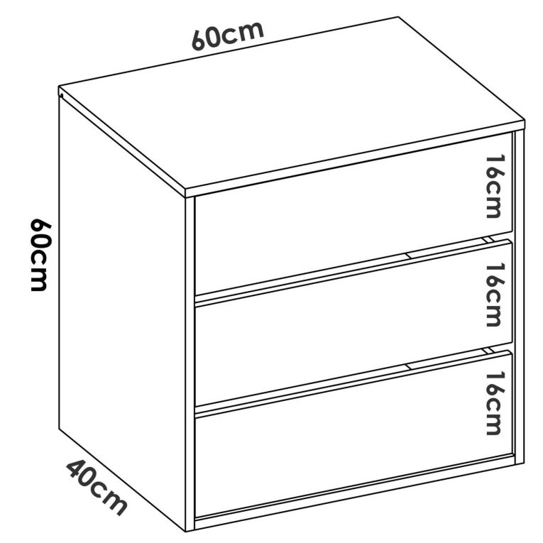 Cassettiera 3 cassetti bianca 60x60h cm - Ackerman