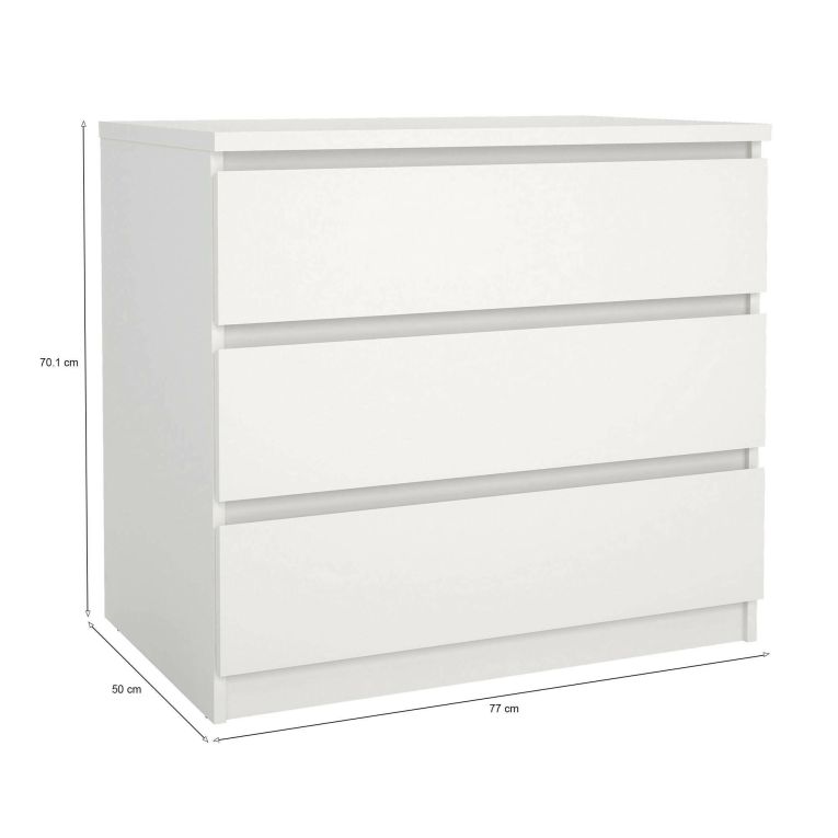 Cassettiera 3 cassetti bianca 77x70h cm - Artic