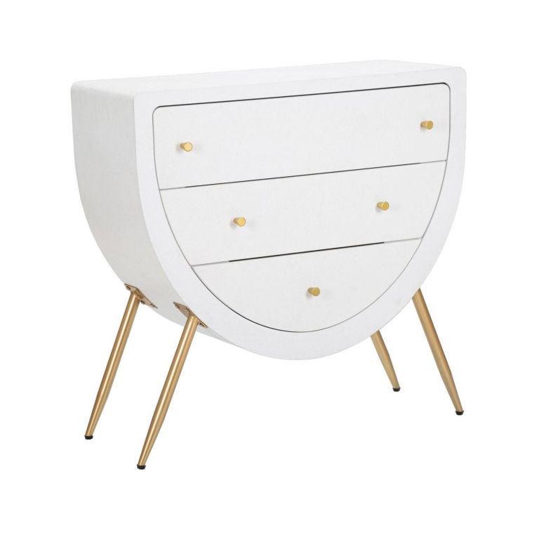 Cassettiera 3 cassetti bianca e oro 80x79h cm - Rouge