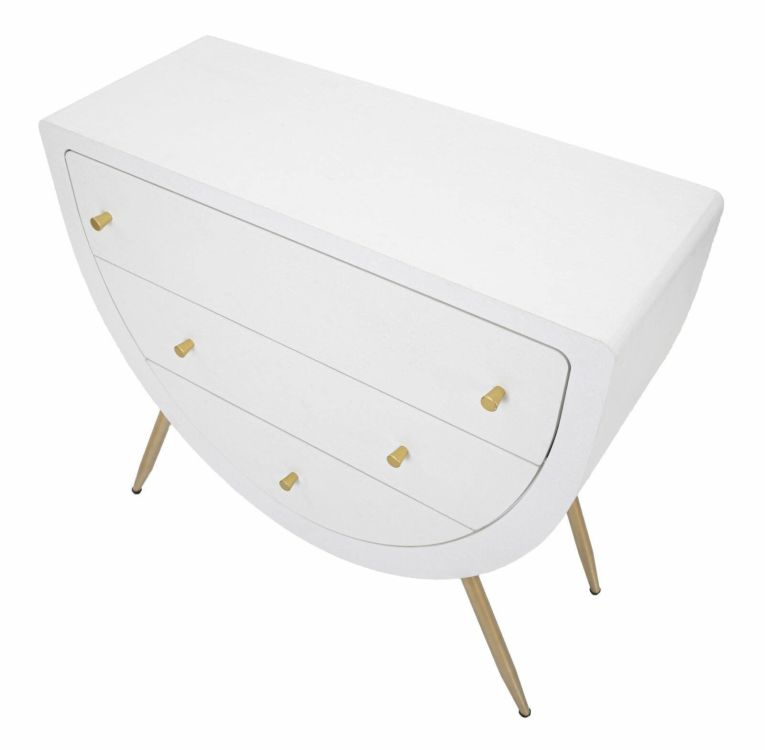 Cassettiera 3 cassetti bianca e oro 80x79h cm - Rouge