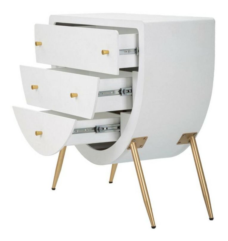 Cassettiera 3 cassetti bianca e oro 80x79h cm - Rouge