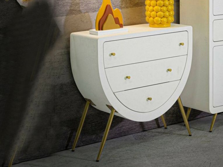 Cassettiera 3 cassetti bianca e oro 80x79h cm - Rouge