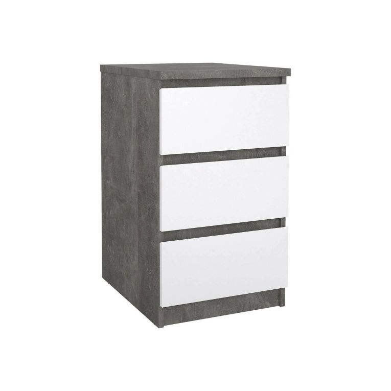 Cassettiera 3 cassetti cemento e bianca lucida 50x70h cm - Accudino