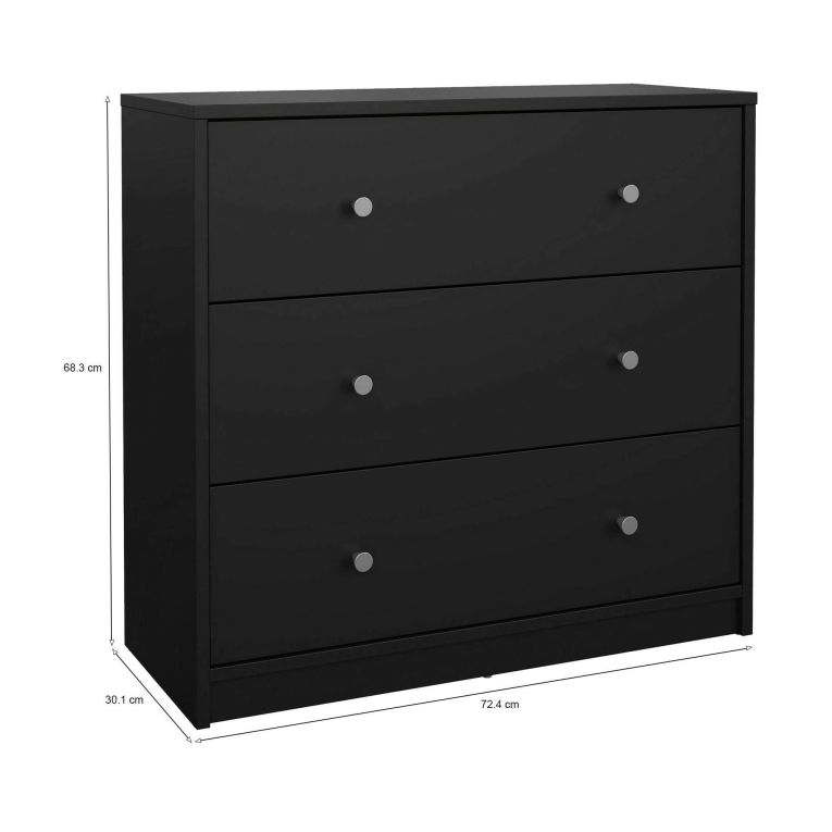 Cassettiera 3 cassetti nera 72x68h cm - Alert