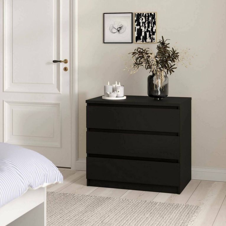 Cassettiera 3 cassetti nera 77x70h cm - Artic