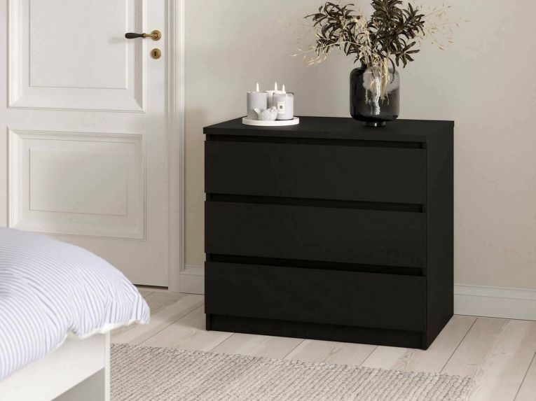 Cassettiera 3 cassetti nera 77x70h cm - Artic