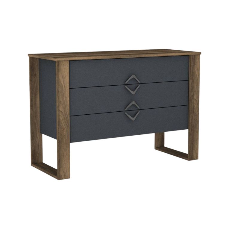 Cassettiera 3 cassetti noce e antracite 110x76h cm - Jova