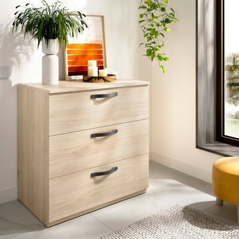 Cassettiera 3 cassetti rovere 70x72h cm - Alic