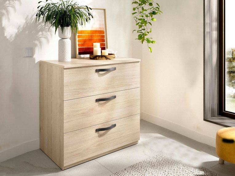 Cassettiera 3 cassetti rovere 70x72h cm - Alic