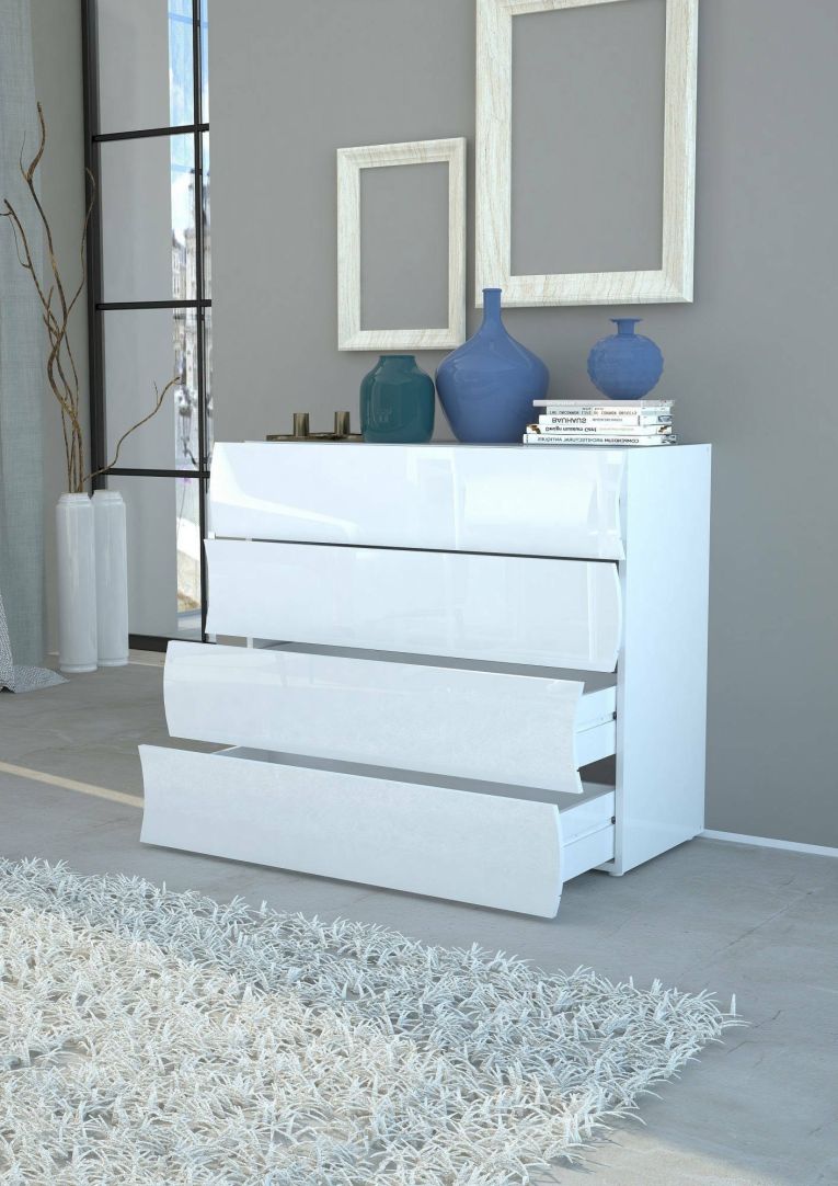 Cassettiera 4 cassetti bianca lucida 98x81h cm - Hecate