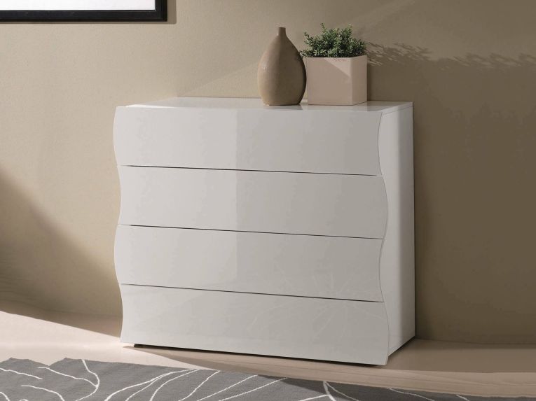 Cassettiera 4 cassetti bianca lucida 98x81h cm - Hecate