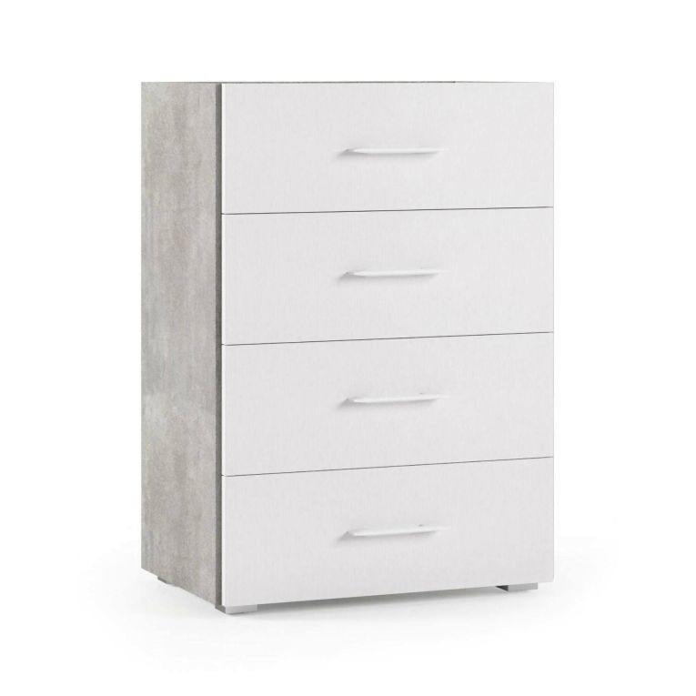 Cassettiera 4 cassetti cemento e bianca 60x87h cm - Solano