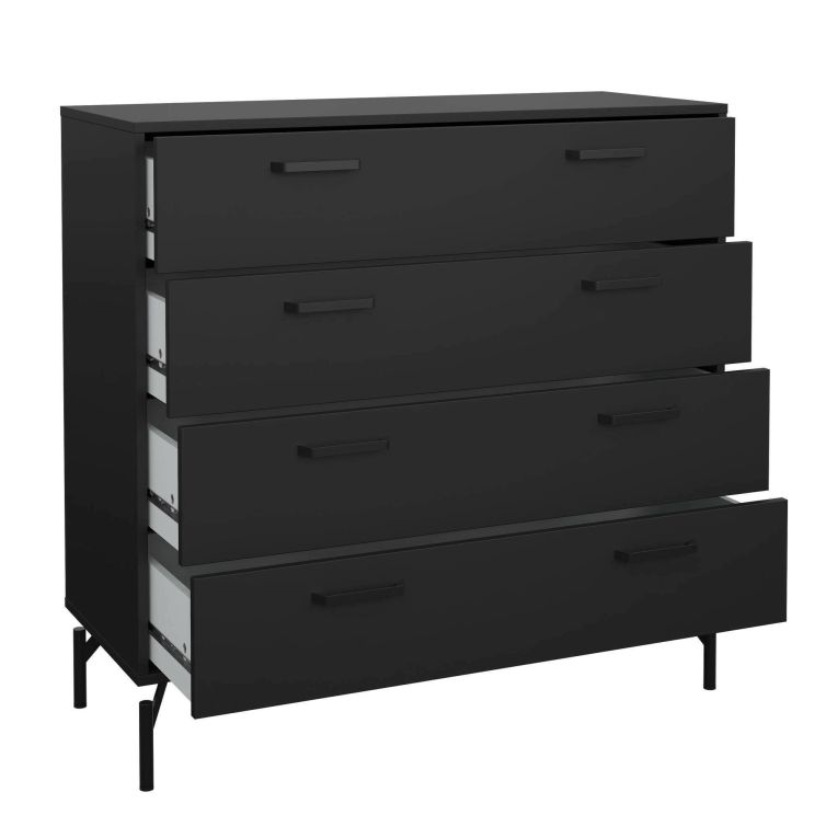 Cassettiera 4 cassetti nera 98x95h cm - Puglia
