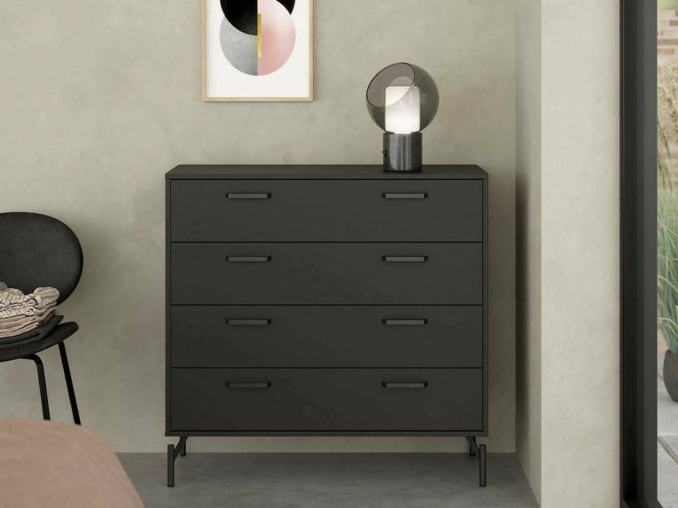 Cassettiera 4 cassetti nera 98x95h cm - Puglia