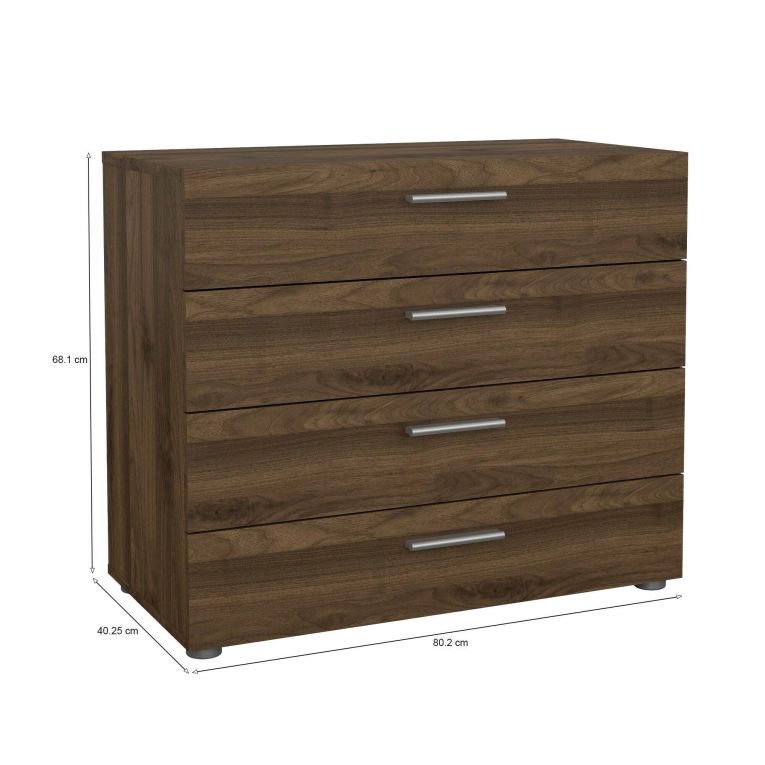 Cassettiera 4 cassetti noce 80x68h cm - Arwen