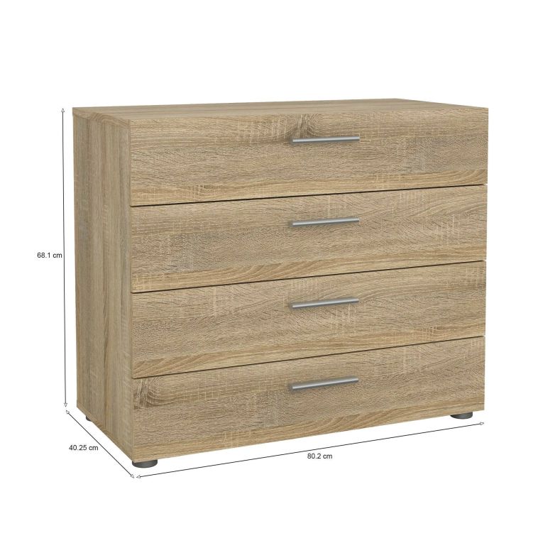 Cassettiera 4 cassetti quercia 80x68h cm - Arwen