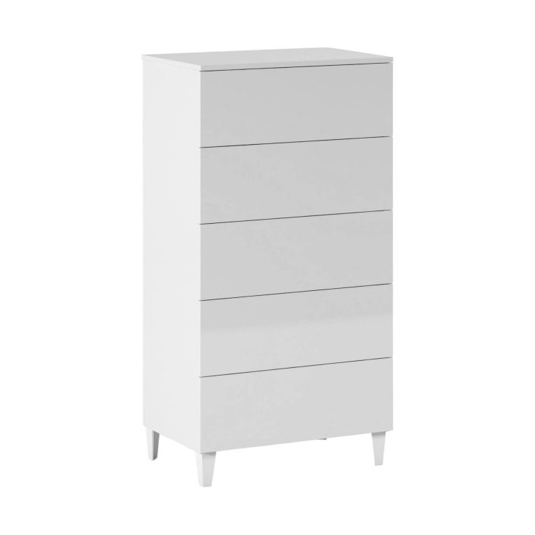 Cassettiera 5 cassetti bianca 61x117h cm - Aaron