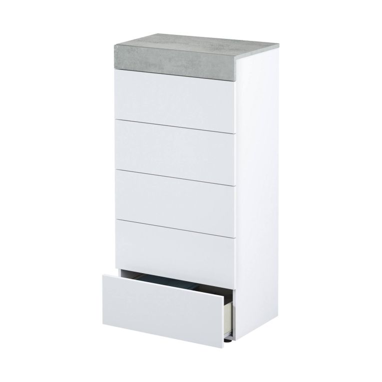 Cassettiera 5 cassetti bianca 61x118h cm - Armo