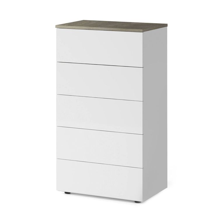 Cassettiera 5 cassetti bianca e rovere 61x109h cm - Amazon
