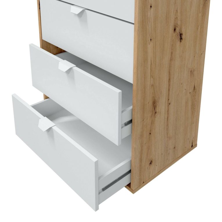 Cassettiera 5 cassetti legno bianca 60x109h cm - Praha