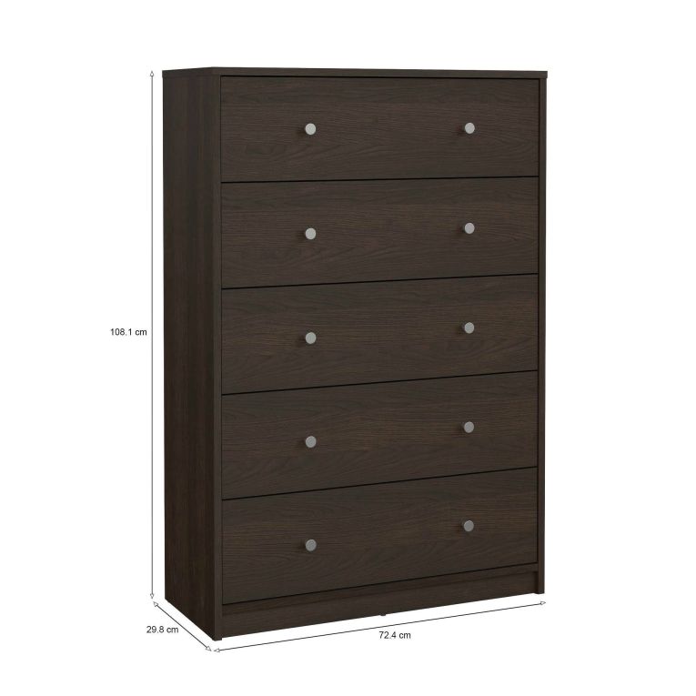 Cassettiera 5 cassetti noce 72x108h cm - Contessa
