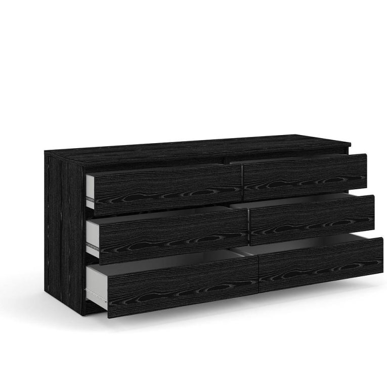 Cassettiera 6 Cassetti Apertura Scorrevole 153.6x50x70.1h cm, Chiusura Scorrevole