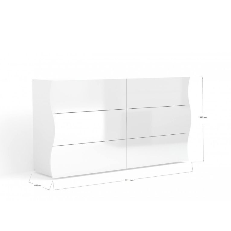 Cassettiera 6 cassetti bianca lucida 111x82h cm - Aton